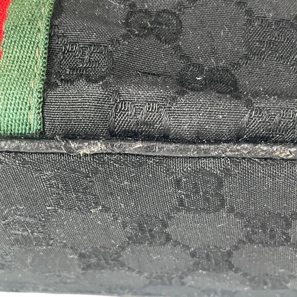 Vintage Gucci Black Monogram Shoulder Bag Italy Logo Strap Classic Old Money - Picture 4 of 15